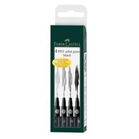 FABER-CASTELL Tuschestift PITT artist pen, schwarz, 4er Etui