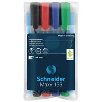 Schneider marker  Maxx 133 permanent beitelpunt etui á 4 stuks