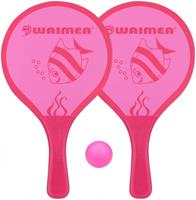 Houten beachball set roze met vissen print -