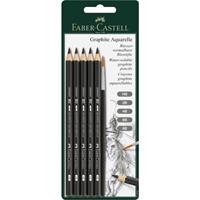 Aquarelpotlood Faber-Castell Graphite blister 5 stuks + penseel