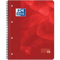 Oxford projectbook, ft A4+, geruit 5 mm, 4 gaatsperforatie, 120 vel, rood