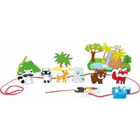 Houten safari speelgoed set 12-delig Multi