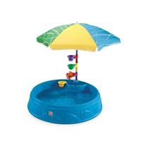 step2 Play and Shade Planschbecken mit Sonnenschirm und Zubehör Garten Wasser Spielzeug aus Kunststoff für Kinder in Blau Planschbecken ohne Luft klein