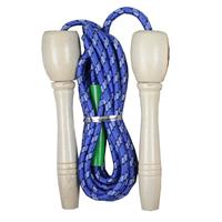 Blauw springtouw met houten handvatten 236 cm Blauw