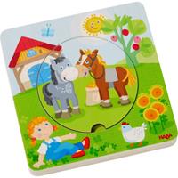 HABA 303768 - Holzpuzzle, Bauernhof-Welt, Schichtpuzzle, Kinderpuzzle, 5 Teile