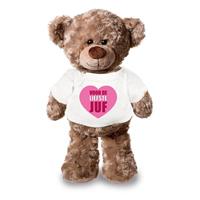 Shoppartners Knuffel teddybeer Liefste Juf wit shirt 24 cm Wit