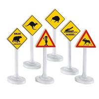 6x Speelgoed waarschuwingsborden/verkeersborden 10 cm Multi