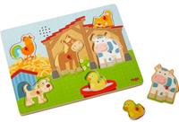 HABA 303179 - Sound-Greifpuzzle, Auf dem Land, Bauernhof, Holzpuzzle mit Tierstimmen, Kinderpuzzle, 6 Teile