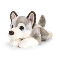 Keel Toys pluche grote grijs/witte Husky honden knuffel 47 cm -