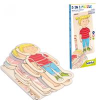 Beleduc 17160 - Lagenpuzzle Körper, Dein Körper Mädchen, 5 in 1 Puzzle, Lern-Puzzle, 29-teilig