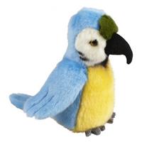Ravensden Pluche blauw/gele ara papegaai knuffel 18 cm -