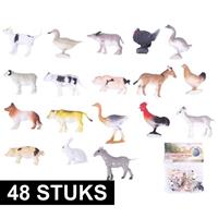 48x Boerderij speelgoed diertjes/dieren 2-6 cm Multi