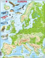Selecta Play - Larsen Jigsaw Puzzle Map of Europe - Geographical with Animals 87 pcs. (NL)