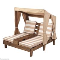 kidkraft Tweepersoons Houten kinder ligstoel -chaise longue- (Espressokleur & bruin/wit) -  (00534)