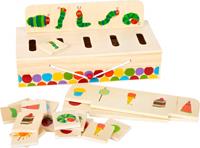 Legler Small Foot 11342 - Bildsortierbox Raupe Nimmersatt aus Holz, Sortier- und Koordinationsspiel,