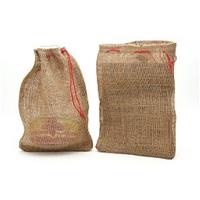 1x Jute knikker zak met koord 25 x 35 cm Beige