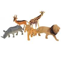5x Plastic speelgoed safaridieren figuren Multi