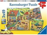 Ravensburger Op de Boerderij Puzzel (3x49 stukjes)