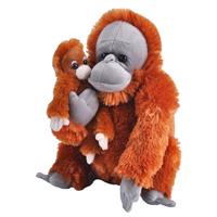 Wild Republic Pluche bruine Orang oetan aap met baby knuffel cm speelgoed -