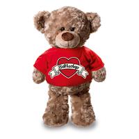 Bellatio Beterschap pluche teddybeer knuffel 24 cm met rood t-shirt Multi
