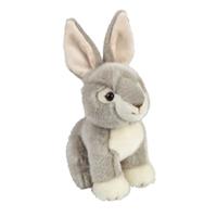 Pluche grijs konijn/haas knuffel zittend 18 cm speelgoed Grijs