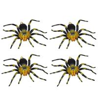 4x Kunststof zwart/gele tarantula spinnen 16 cm speelgoed Zwart