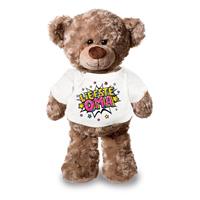 Bellatio Liefste oma pluche teddybeer knuffel 24 cm met wit t-shirt Multi