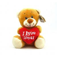 Pluche I love you bruine beer knuffel 14 cm speelgoed Bruin