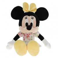 Pluche Minnie Mouse knuffel 30 cm geel met bloemen jurkje Multi