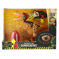 Dobeno World of Dinosaurs speelset dinosaurus met geluid junior geel 2-delig