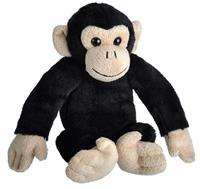 Wild Republic knuffel chimpansee 20 cm pluche zwart / taupe