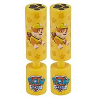 2x Paw Patrol Rubble waterpistool/waterpistolen van foam geel 15 cm Geel