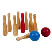 Houten Tuin Bowlingset met 9 Kegels en 2 Ballen