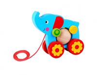 Elephant with Rolling Ball Wooden Pull Along Toy