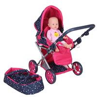 Basic 3in1 Poppenwagen Blauw/Roze