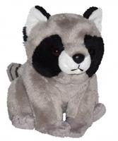 knuffel wasbeer junior 13 cm pluche grijs/zwart