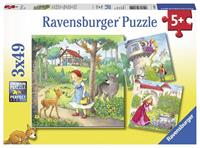 Ravensburger puzzel 3x49 stukjes Rapunzel Roodkapje en de Kikkerkoning