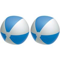 2x Opblaasbare strandballen blauw/wit 28 cm speelgoed - Strandballen