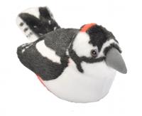 Wild Republic pluche vogel knuffeldier - grote bonte specht - 13 cm - met echt geluid -