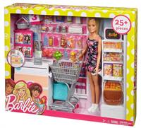 Mattel Anziehpuppe Barbie Supermarkt und Puppe (Set, 20-tlg.)