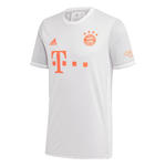 Adidas Auswärtstrikot "FC Bayern München 20/21", Rippbündchen, für Herren, weiß/orange, L