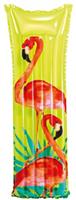 luchtbed Flamingo 183 x 69 cm vinyl lichtgroen/roze