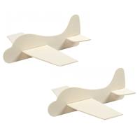 Set van 4x stuks vliegtuigen van hout 21.5 x 25.5 cm bouwpakket - Speelgoed vliegtuigen