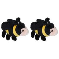 Set van 2x stuks pluche bijen knuffels 13 cm - Knuffel boederijdieren