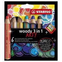 Stabilo Woody ARTY Etui - 6 Kleuren + Puntenslijper