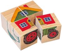 Schmidt Spiele Selecta 62052 - Bilderwürfel, Farm, Würfelpuzzle, Holz, 4-teilig