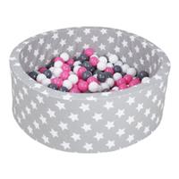 Knorrtoys knorr toys Bällebad soft - Grey white stars inklusive 300 Bälle creme/grey/rose