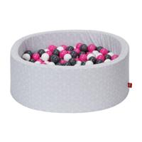 Knorrtoys Ballenbak Geo, cube grey met 300 ballen creme/grey/rose, made in europe