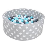 knorr toys Ballenbak soft Grey white stars inclusief 300 ballen creme/grey/lightblue