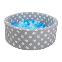 Knorrtoys knorr toys Bällebad soft - Grey white stars inklusive 300 Bälle soft blue/blue/transparent